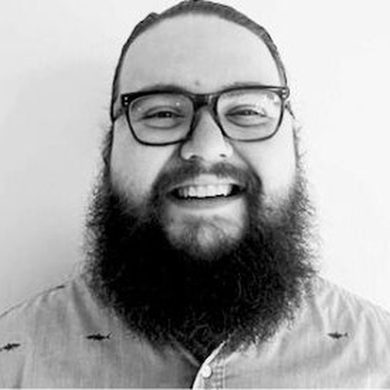 Sage Recruiting team member portrait, black and white photo