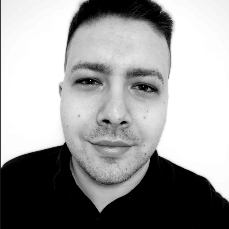Sage Recruiting team member portrait, black and white photo